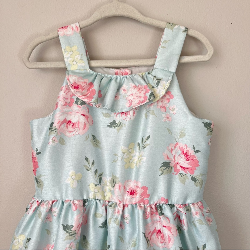 Gymboree Girls 3T Adorable Mint A-Line Dress Pink Floral Southern Belle Easter - Picture 4 of 13